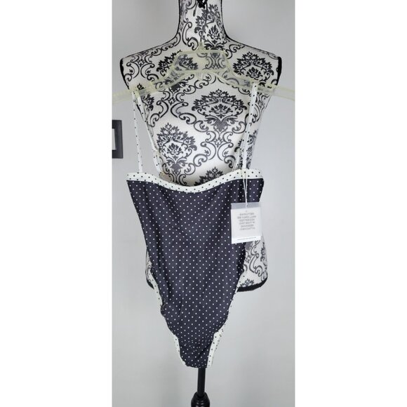 Polka Dot One Piece Swimsuit - Black and White - Picture 4 of 11